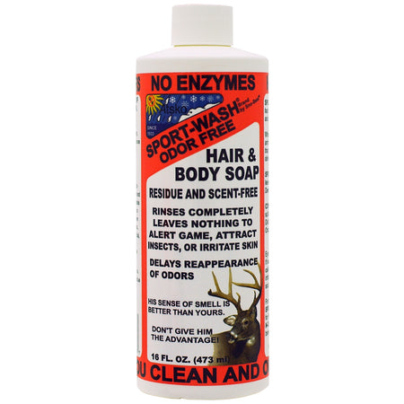 Atsko Sport Wash Hunting Hair and Body Soap Scent-Free Formula 16 oz.