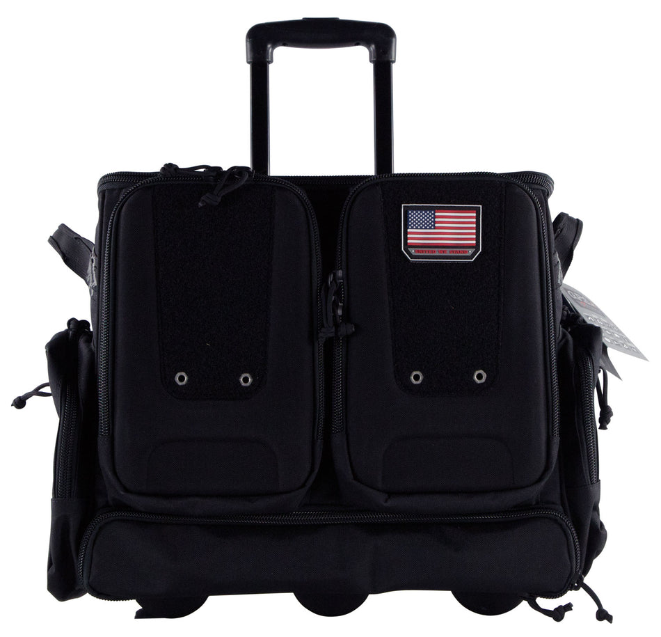 GPS Bags T2112ROBB Black 1000D Nylon Rolling Range Bag Foam Cradle for 6 Handguns Telescoping Handle