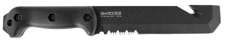 Ka-Bar BK3 Becker Tac Tool 7" Part Serrated Chisel Ground 1095 Cro-Van Blade, Black Ultramid Handle, Includes Sheath