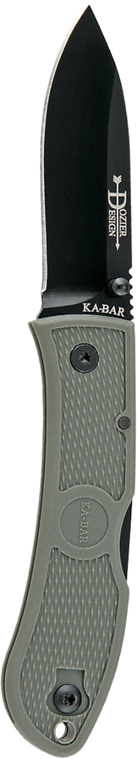 Ka-Bar 4062FG Dozier Hunter 3" Drop Point Folding Knife, AUS-8A SS Blade, Foliage Green Zytel Handle, Clip Included