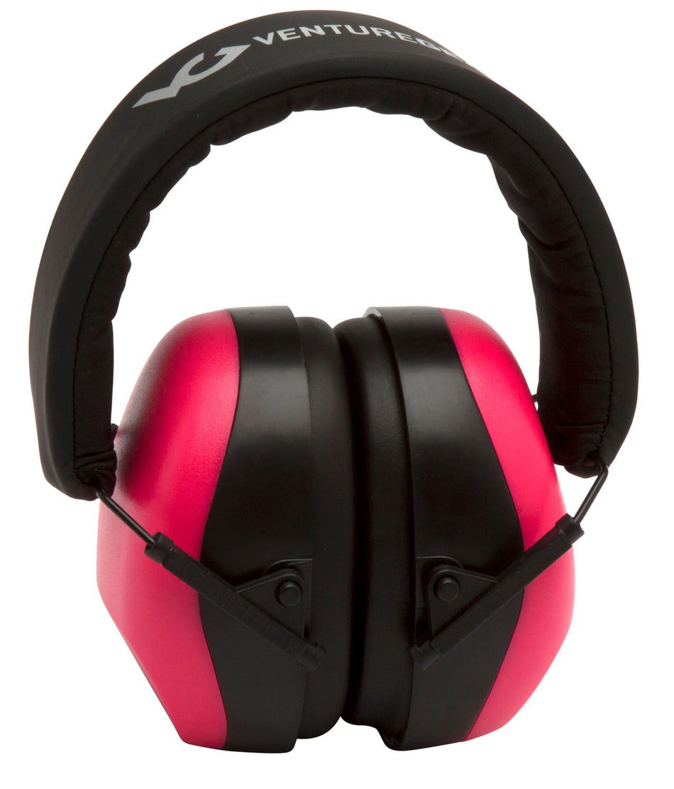 Venture Gear V80 Foam Ear Muff 26 dB Over-the-Head Orange Pink/Black with 32 dB Earplugs 1 Pair