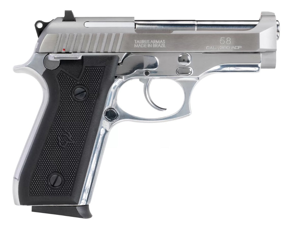 Taurus 1-58149 58 380 ACP 15+1 4" Matte Stainless Steel Barrel, Matte Serrated Stainless Steel Slide, Matte Stainless Aluminum Frame w/Beavertail, Black Polymer Grip