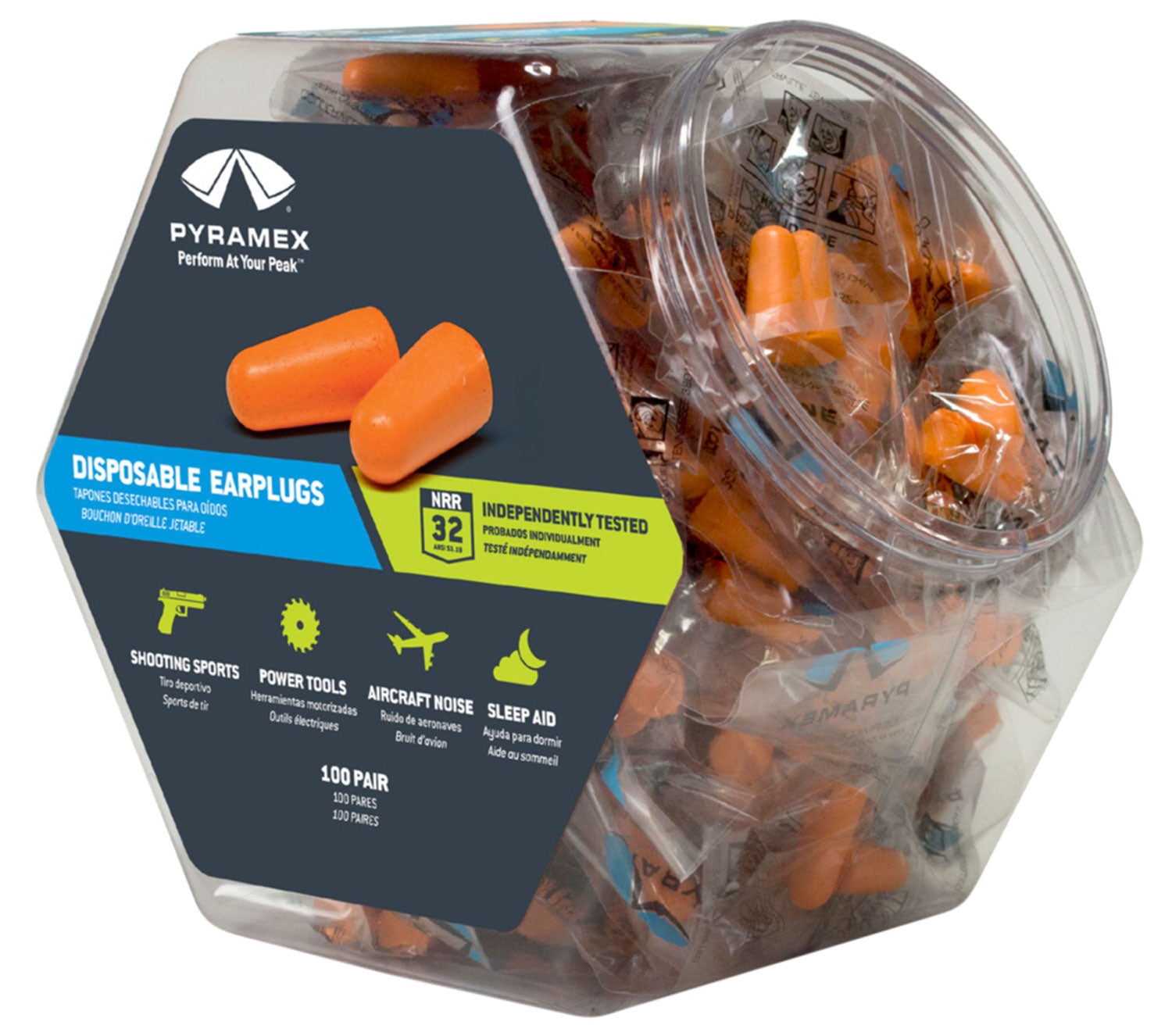 Pyramex PYDP1000BN Self-Adjusting Disposable Foam Earplugs 32 dB, Orange, 100 Pair