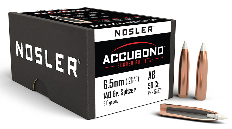 Nosler AccuBond 6.5 Creedmoor 140gr Spitzer Point Bullets 50/Box