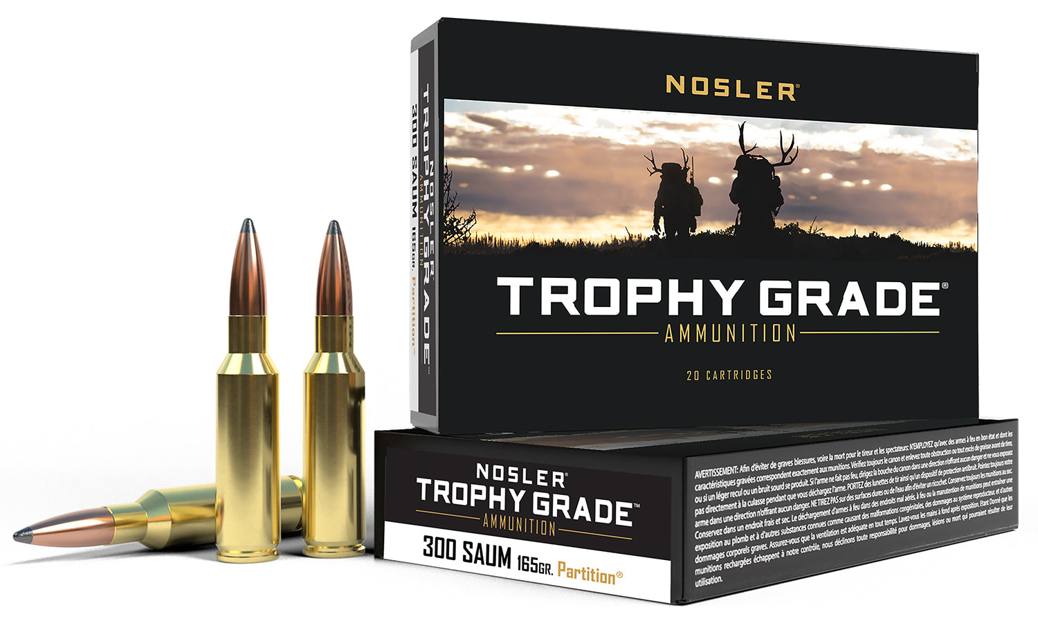 Nosler Trophy Grade .300 Rem SAUM 165 grain Nosler Spitzer Partition ammunition