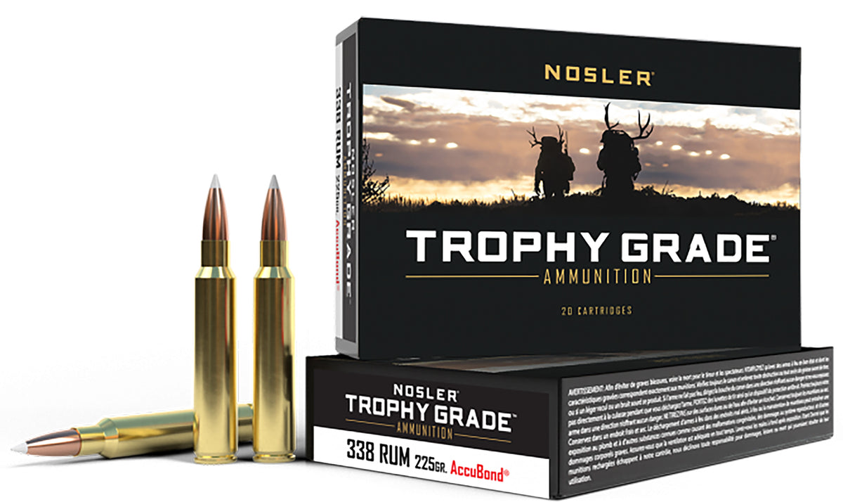 Nosler Trophy Grade .338 RUM 225 grain Nosler AccuBond ammunition