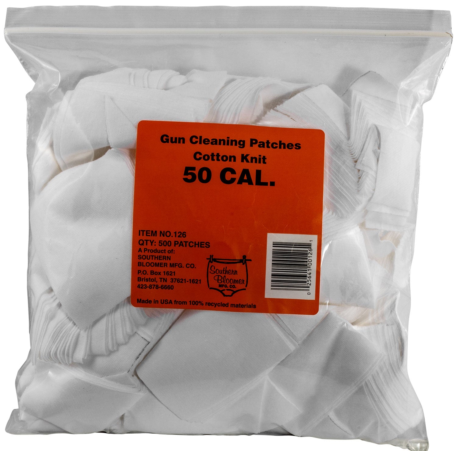 Southern Bloomer Threadless Cotton Knit Cleaning Patches 50 Caliber 500 CT