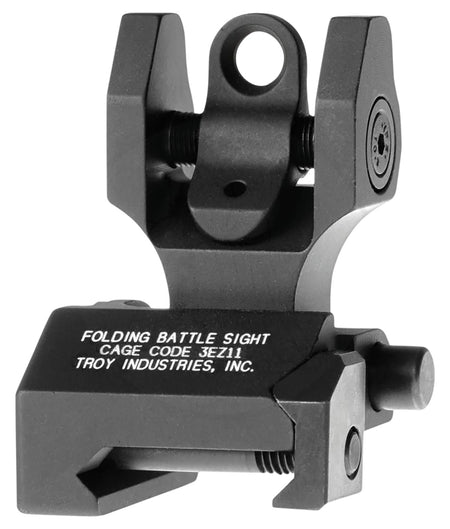 Troy Ind SSIGFBSROBT00 Round Rear Folding BattleSight Black Anodized for AR-15 Rifles