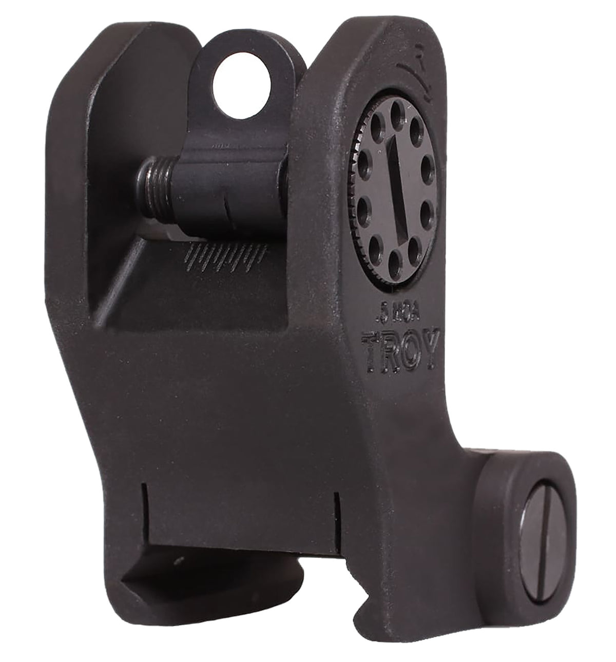 Troy Ind SSIGFRSROBT00 Round Rear Fixed BattleSight Black Anodized for AR-15/AR-10 Rifles