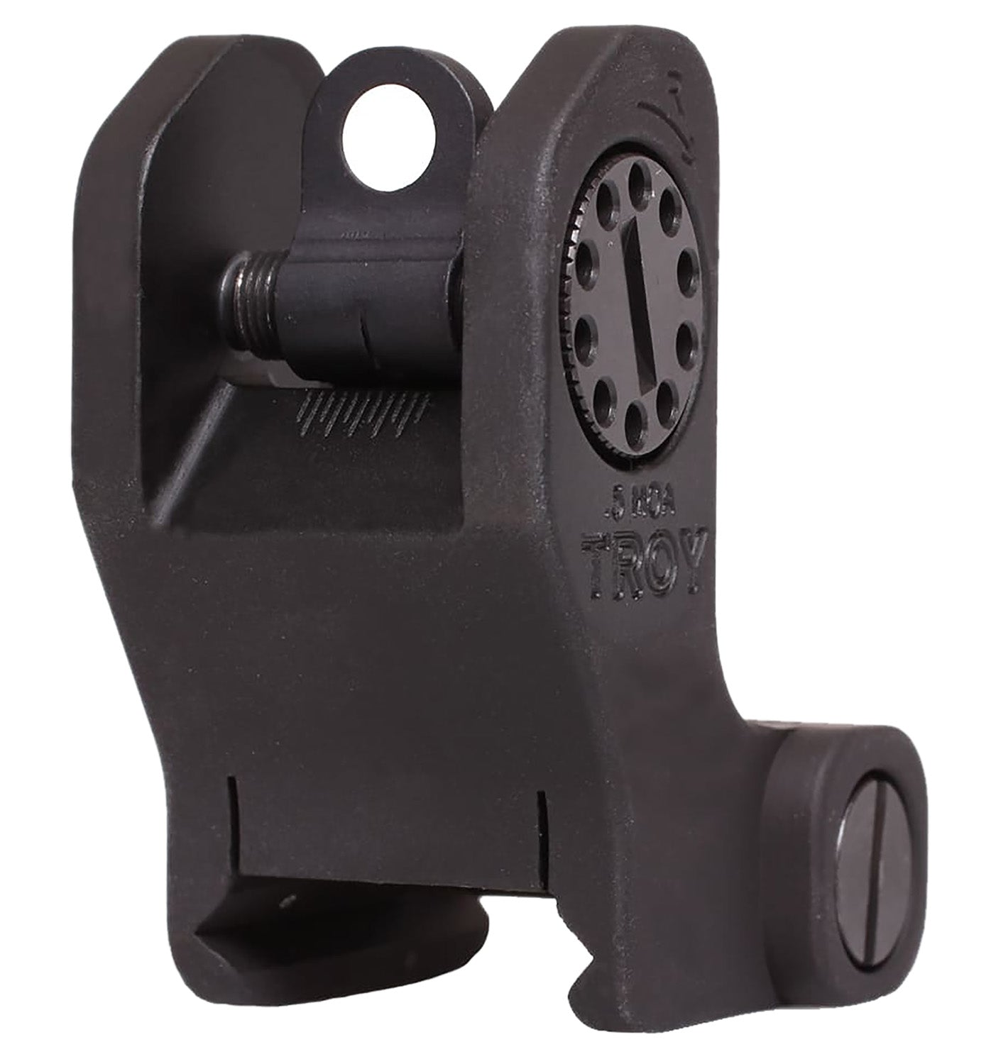 Troy Ind SSIGFRSROBT00 Round Rear Fixed BattleSight Black Anodized for AR-15/AR-10 Rifles