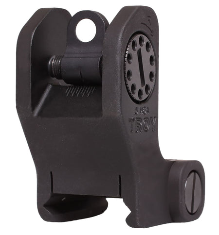 Troy Ind SSIGFRSROBT00 Round Rear Fixed BattleSight Black Anodized for AR-15/AR-10 Rifles