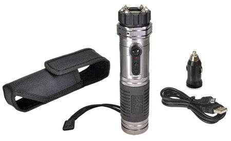 Zap ZAPL 1 Million Volt Stun Gun and LED Flashlight Combo Silver