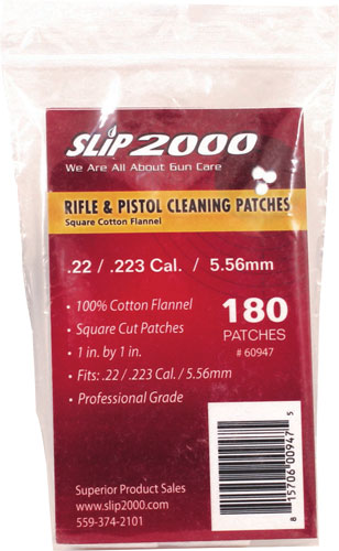 Slip 2000 1" Square Cleaning Patches for .22/.223 Cal – 180 Count