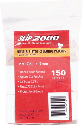 Slip 2000 1.5" Square Cleaning Patches for .270/7mm – 150 Count