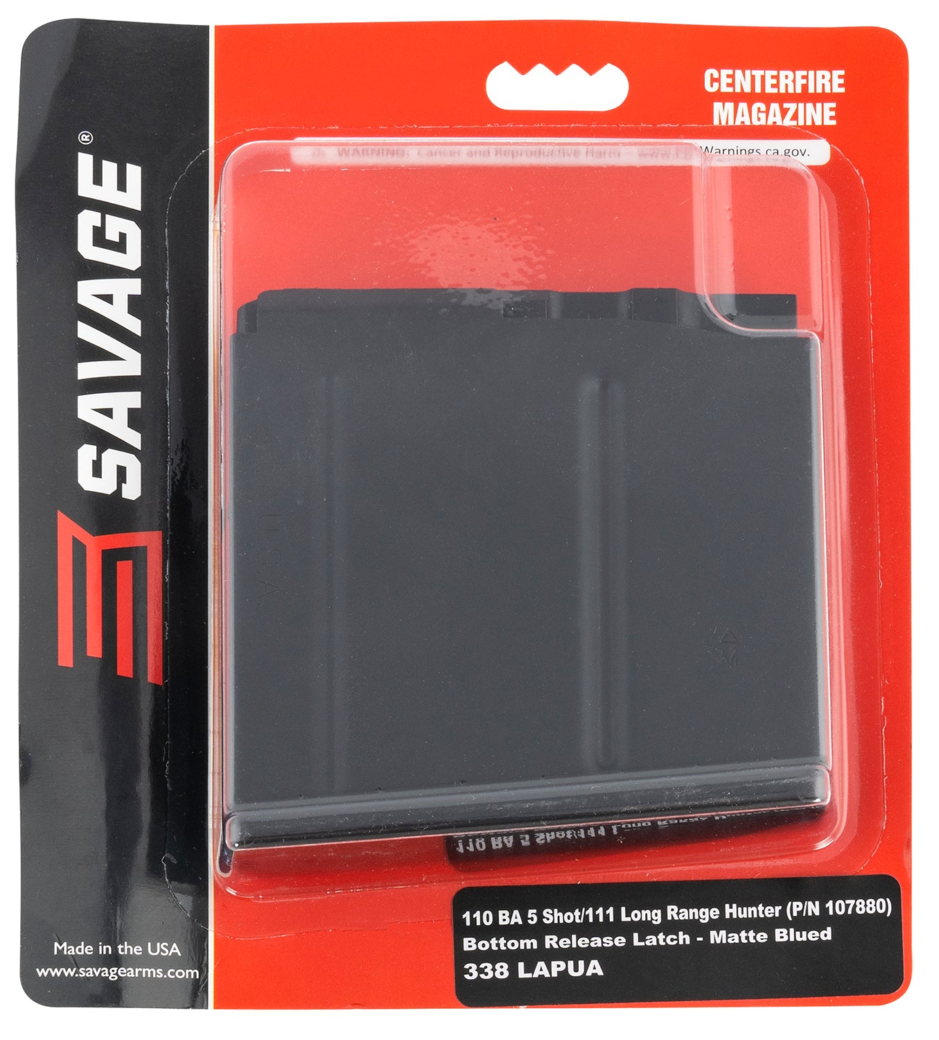 Savage Arms 55190 5rd Blued Steel Spare Magazine 338 Lapua Mag Savage 110 Long Range Hunter