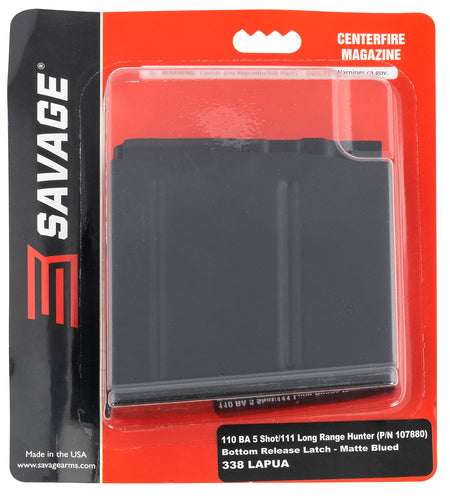Savage Arms 55190 5rd Blued Steel Spare Magazine 338 Lapua Mag Savage 110 Long Range Hunter