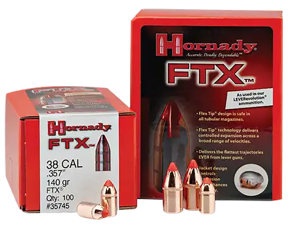 Hornady FTX 45 Cal .452 225 gr Flex Tip Expanding Handgun Bullet 100 Per Box