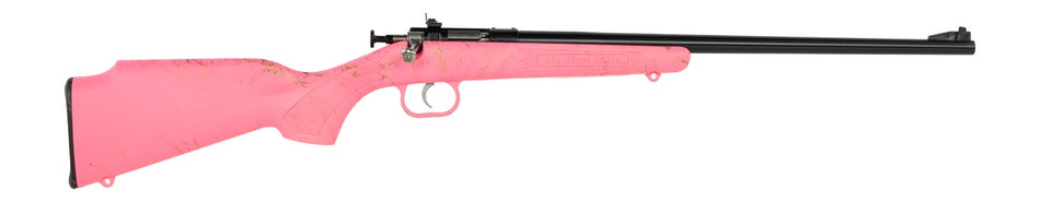 Crickett KSA2341 My First Rifle Gen2 22 LR 1rd 16.13" Blued Single Shot Barrel, Drilled & Tapped Receiver, Pink w/Gold Webbing Fixed Synthetic Stock