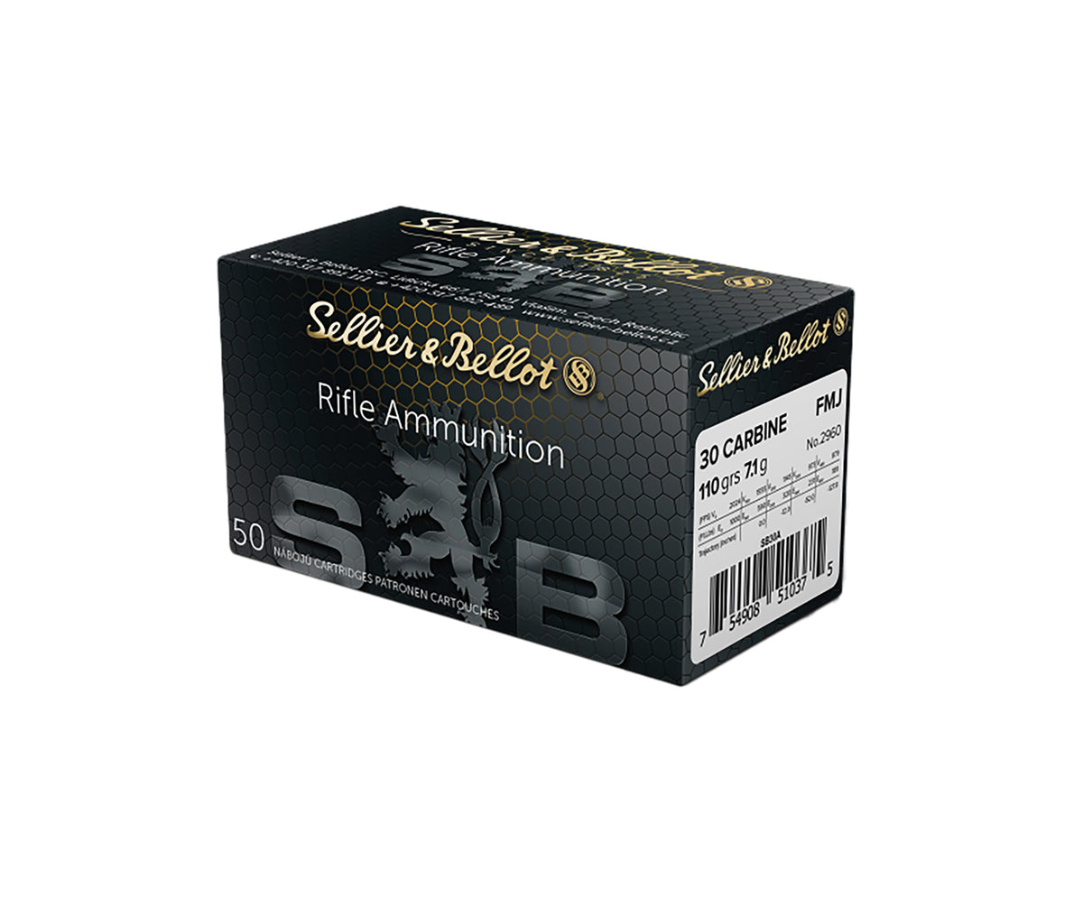 Sellier and Bellot  .30 Carbine 110 grain Full Metal Jacket ammunition