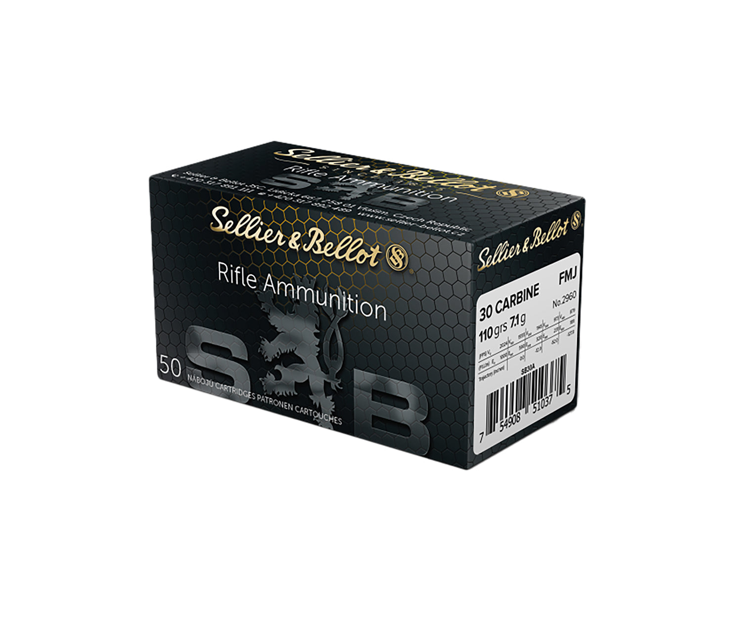 Sellier and Bellot  .30 Carbine 110 grain Full Metal Jacket ammunition