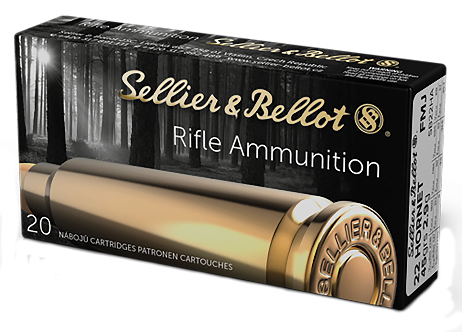 Sellier and Bellot Rifle .22 Hornet 45 grain Full Metal Jacket ammunition