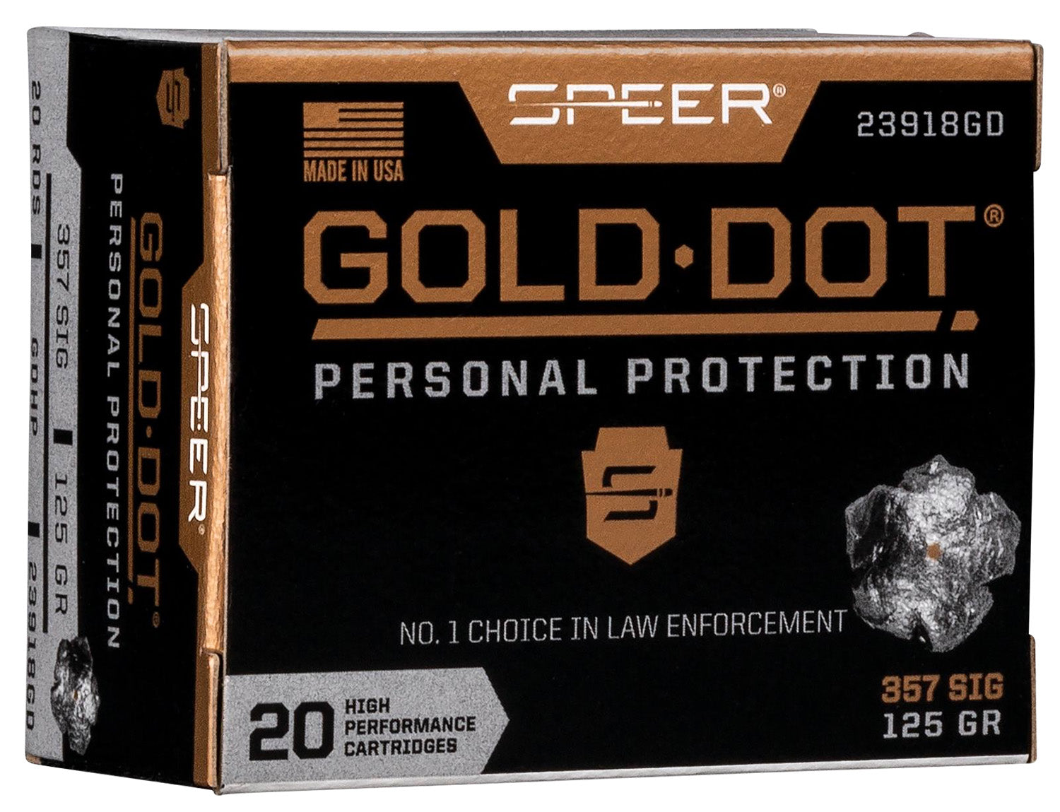 Speer Gold Dot Personal Protection 357 Sig 125gr Hollow Point Bullets 100 Per Box
