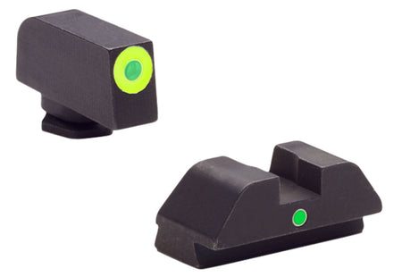 AmeriGlo i-Dot Sight Set GL305 Glock 42/43 - Green Tritium LumiGreen Outline Front & Green Rear
