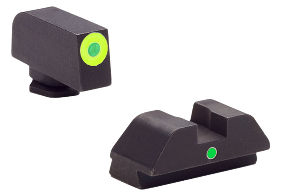 AmeriGlo i-Dot Sight Set GL305 Glock 42/43 - Green Tritium LumiGreen Outline Front & Green Rear