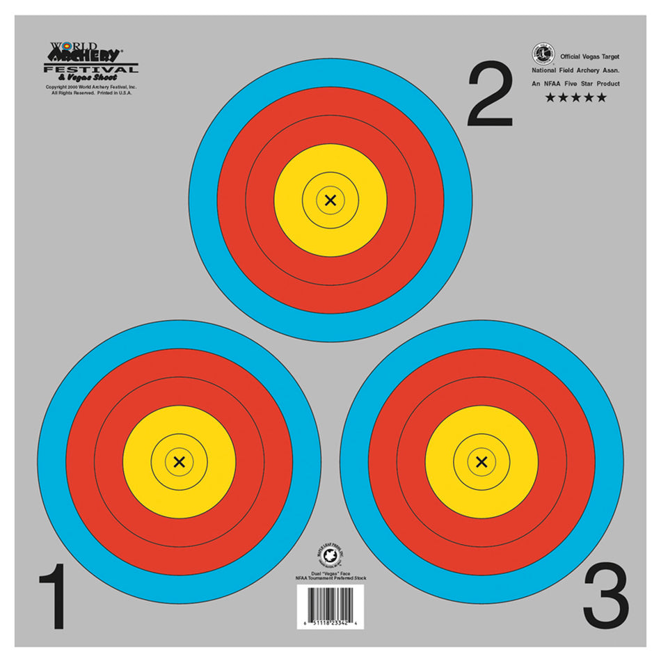 Maple Leaf NFAA Vegas 3-Spot Target Face Grey Background 100-Pack