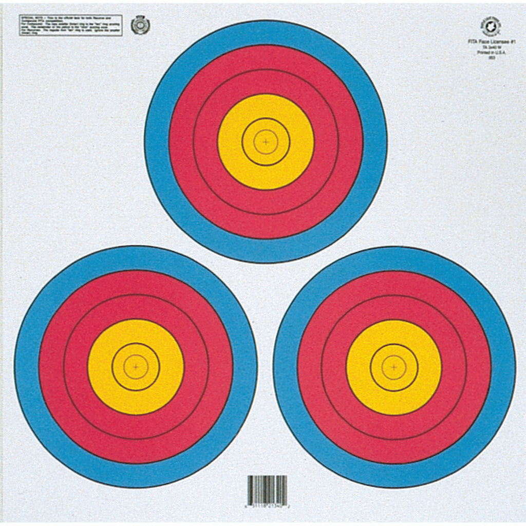 Maple Leaf FITA Triangle Three-Spot Archery Target Face Pack of 100