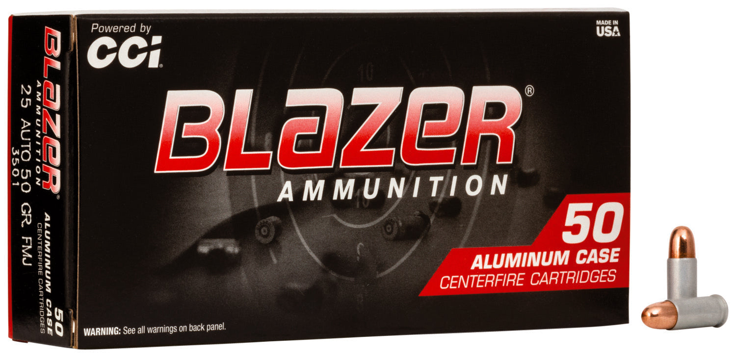 Blazer Aluminum .25 ACP 50 grain Total Metal Jacket ammunition