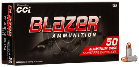 Blazer Aluminum .25 ACP 50 grain Total Metal Jacket ammunition