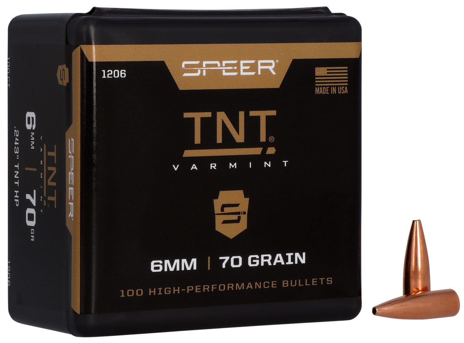 Speer TNT 6mm 70gr Jacketed Hollow Point Bullets 100 Per Box