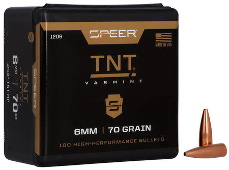 Speer TNT 6mm 70gr Jacketed Hollow Point Bullets 100 Per Box
