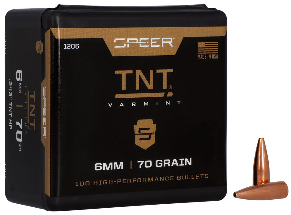 Speer TNT 6mm 70gr Jacketed Hollow Point Bullets 100 Per Box