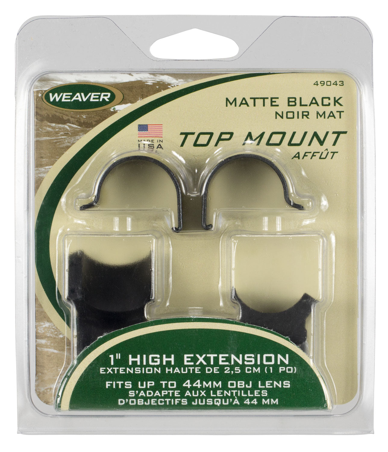 Weaver Mounts Extension Top Mount Scope Rings Matte Black 1" Extra High 49043