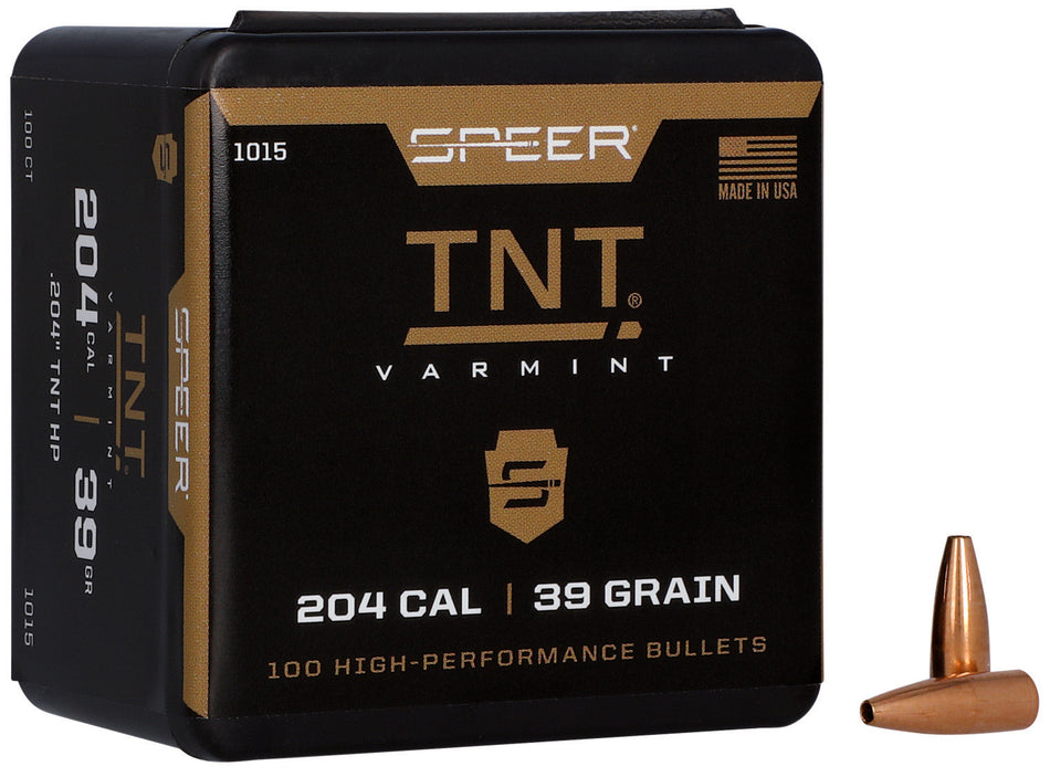 Speer 1015 TNT 204Cal 39gr Hollow Point Varmint Bullets 100/Box