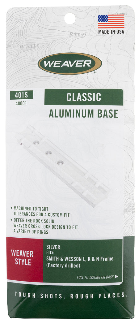 Weaver 48001 Aluminum Top Mount Base 401S Silver S&W L/K/N Frame