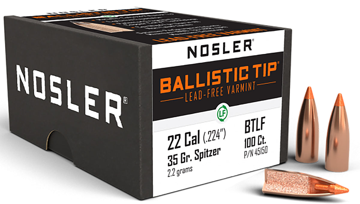 Nosler Ballistic Tip Lead-Free 22 Caliber 35gr Varmint Bullets 100/Box