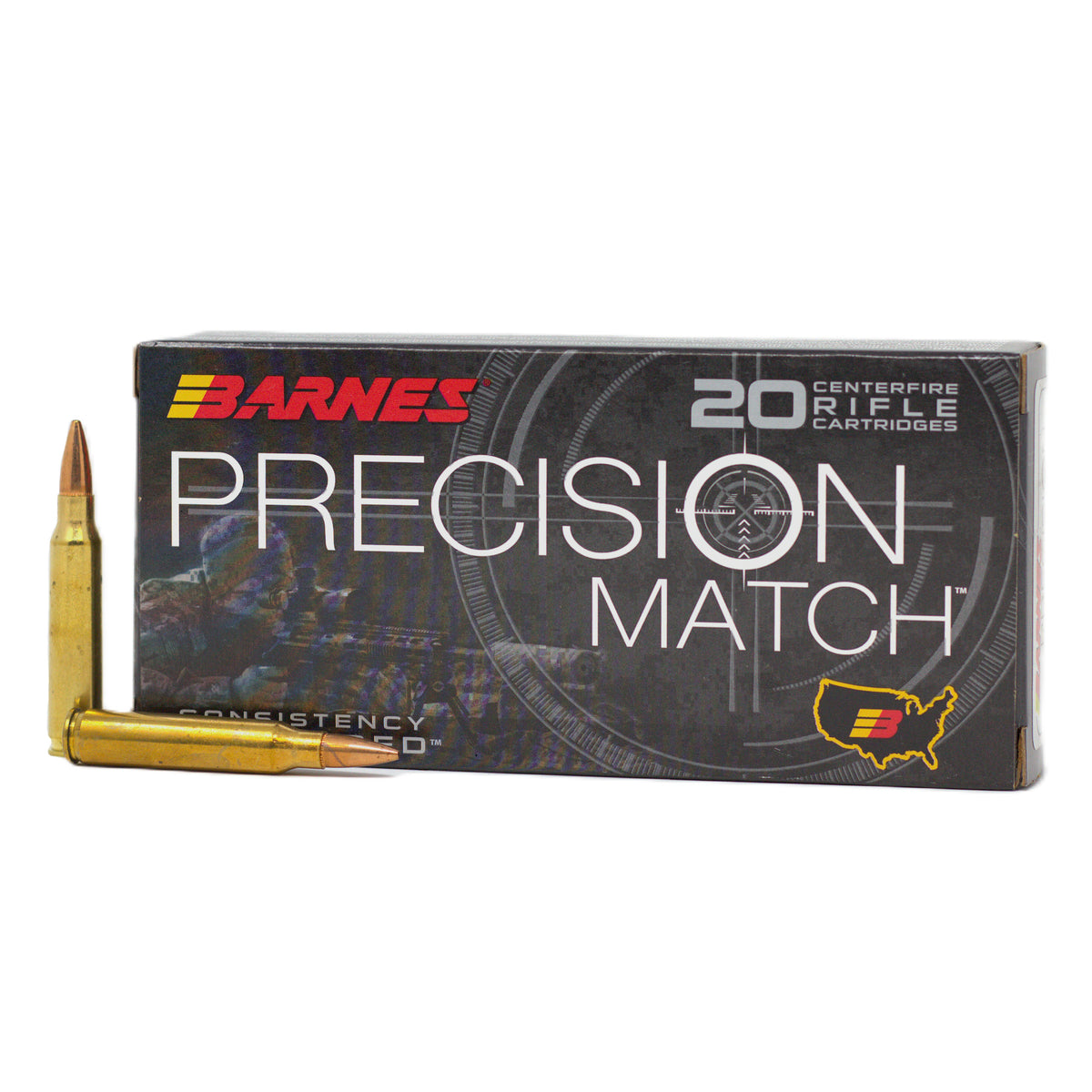 Barnes Precision Match 5.56x45mm NATO 69 grain Open Tip Match Boat Tail ammunition 2900 FPS