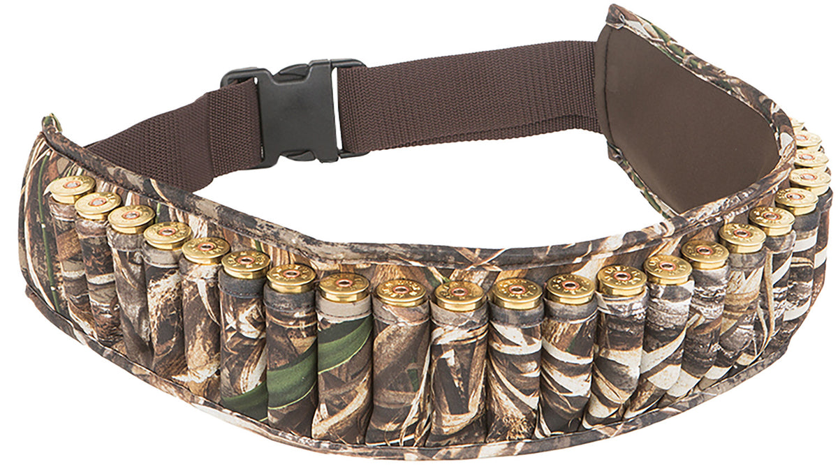 Allen 25rd Neoprene Waterfowl Shotgun Shell Belt with Dual Adjustable Buckle, Realtree Max-4