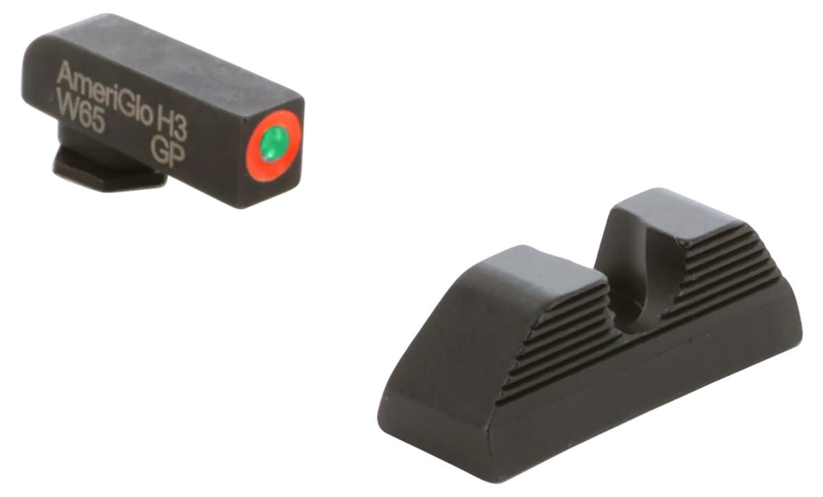 AmeriGlo Protector Sight Set GL351 Glock Gen 4-5 - Green Tritium Orange Outline Front Serrated Rear
