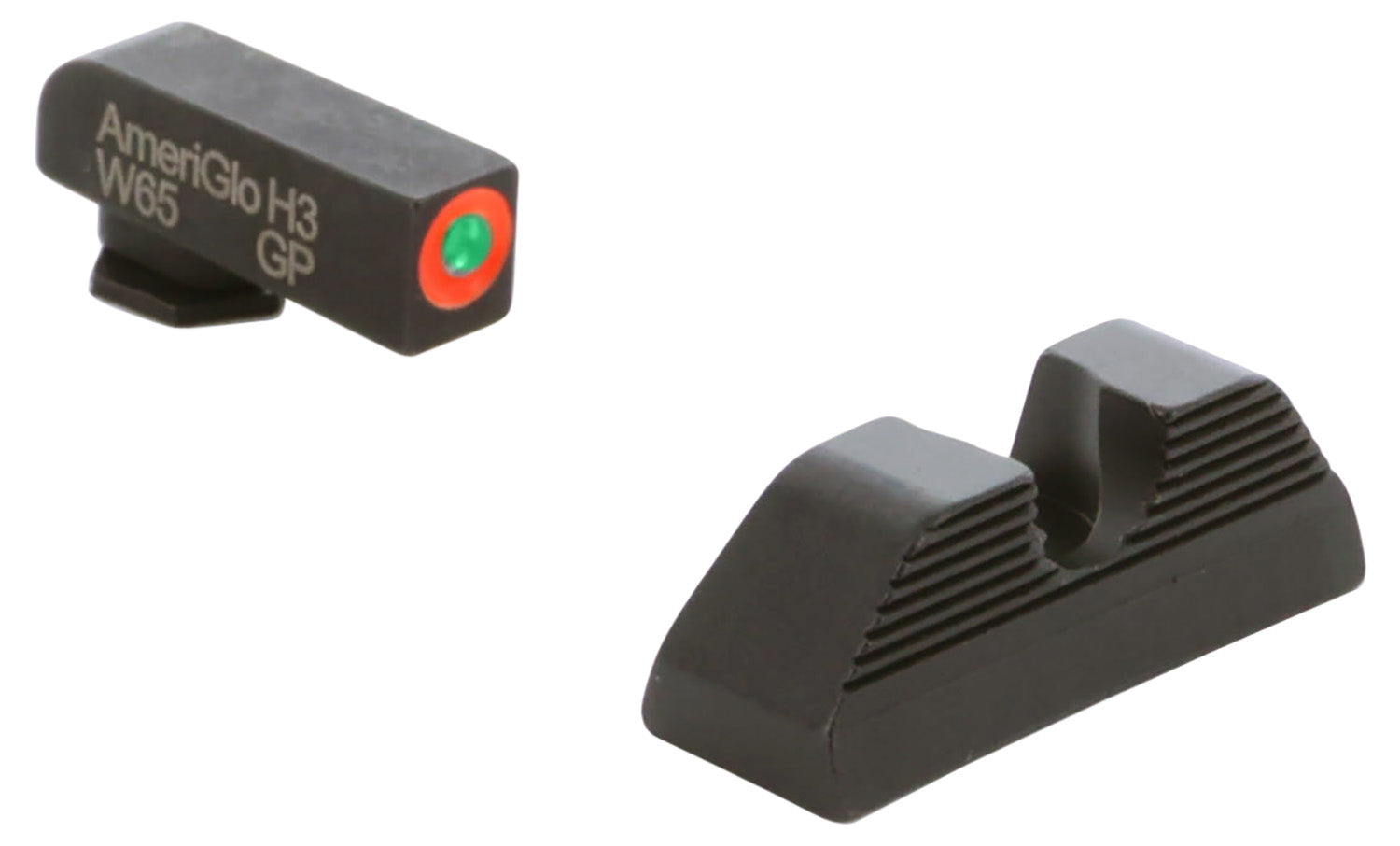 AmeriGlo Protector Sight Set GL351 Glock Gen 4-5 - Green Tritium Orange Outline Front Serrated Rear