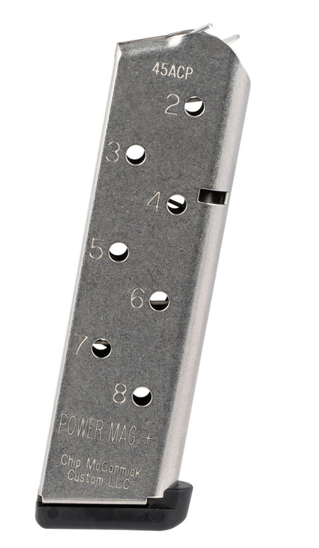 CMC Power Mag Plus 8rd .45 ACP 1911 Government Stainless Steel Magazine with Black Base Pad