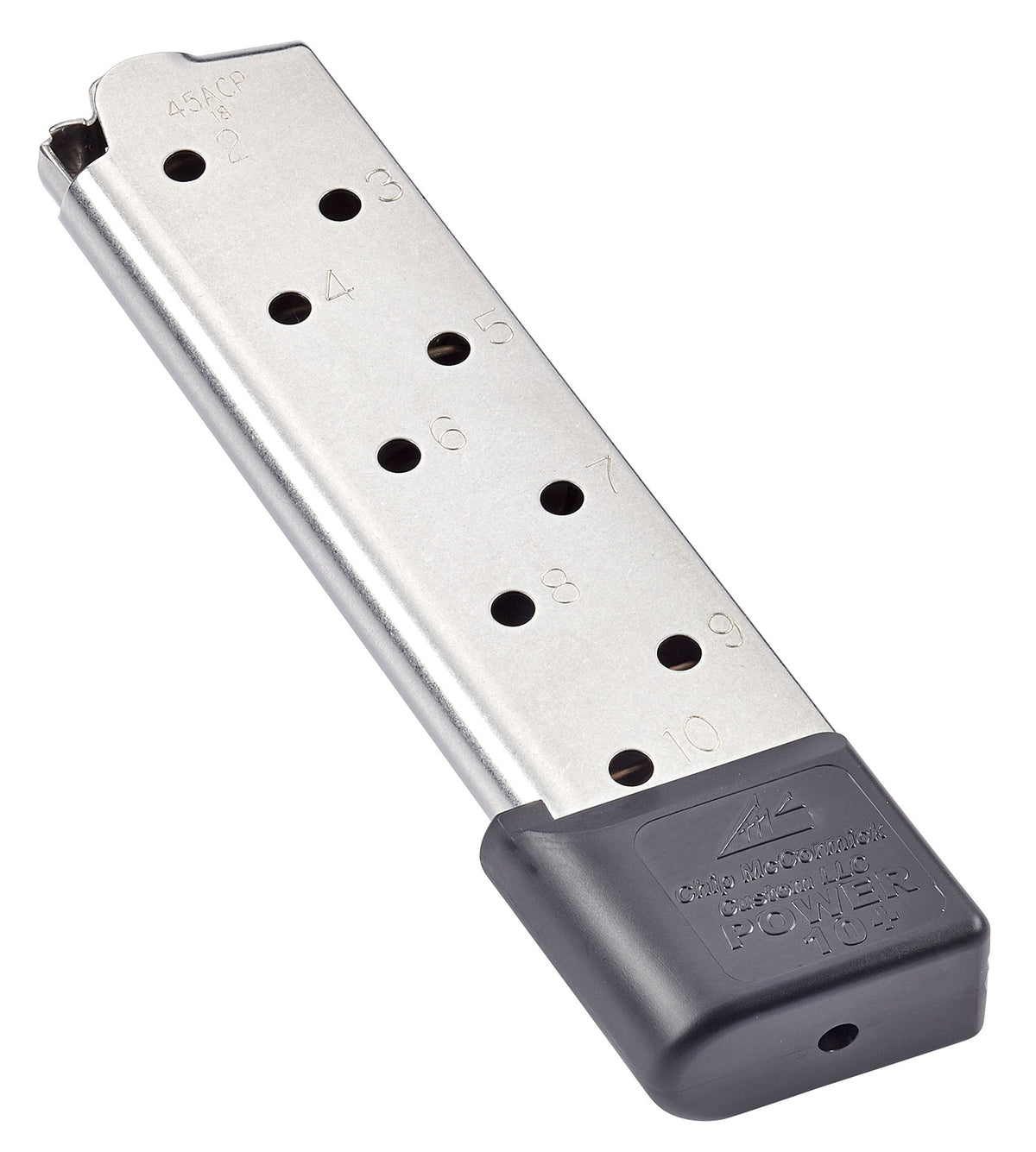 CMC Power Mag Plus 10rd .45 ACP 1911 Government Stainless Steel Magazine with Black Base Pad