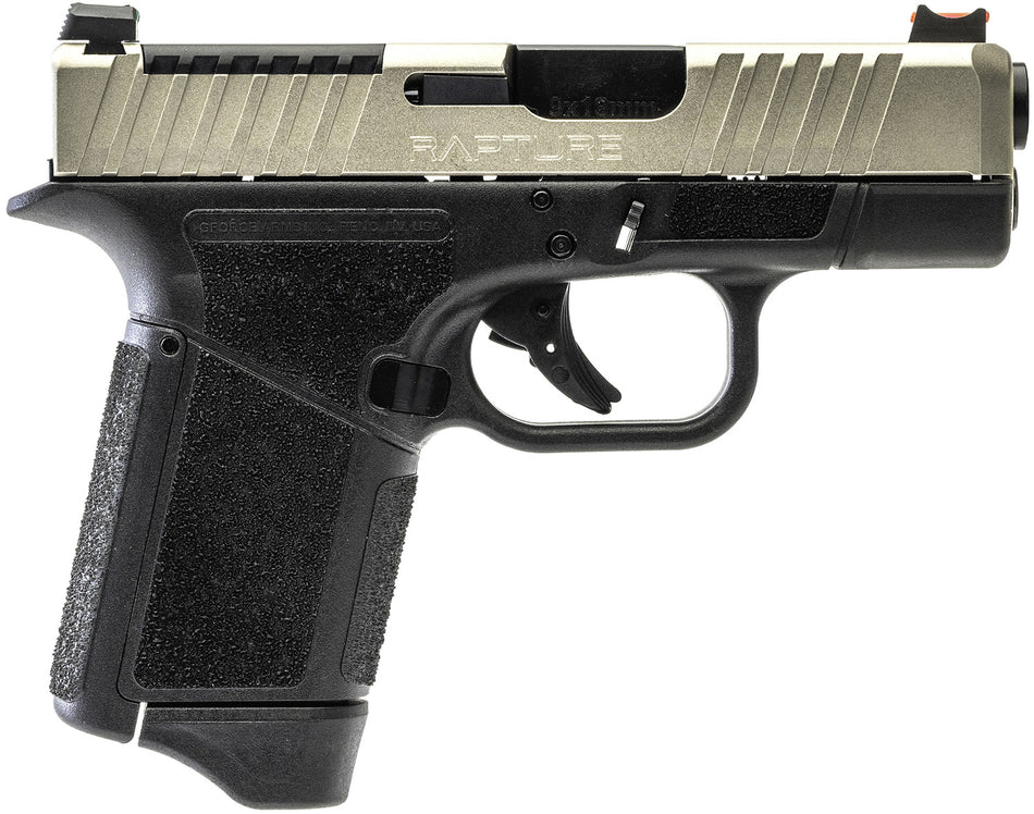 Gforce Arms GF932512GN Rapture Sub-Compact Frame 9mm Luger 12+1 3.25" Black Steel Barrel, Nickel Steel Optic Cut/Serrated Slide, Gray Cerakote Polymer Frame, Shield RMSc/RMR Footprint