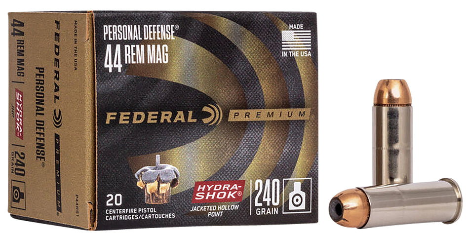 Federal Premium Personal Defense Hydra-Shok Jacketed Hollow Point 240 Grain .44 Magnum 1210 fps