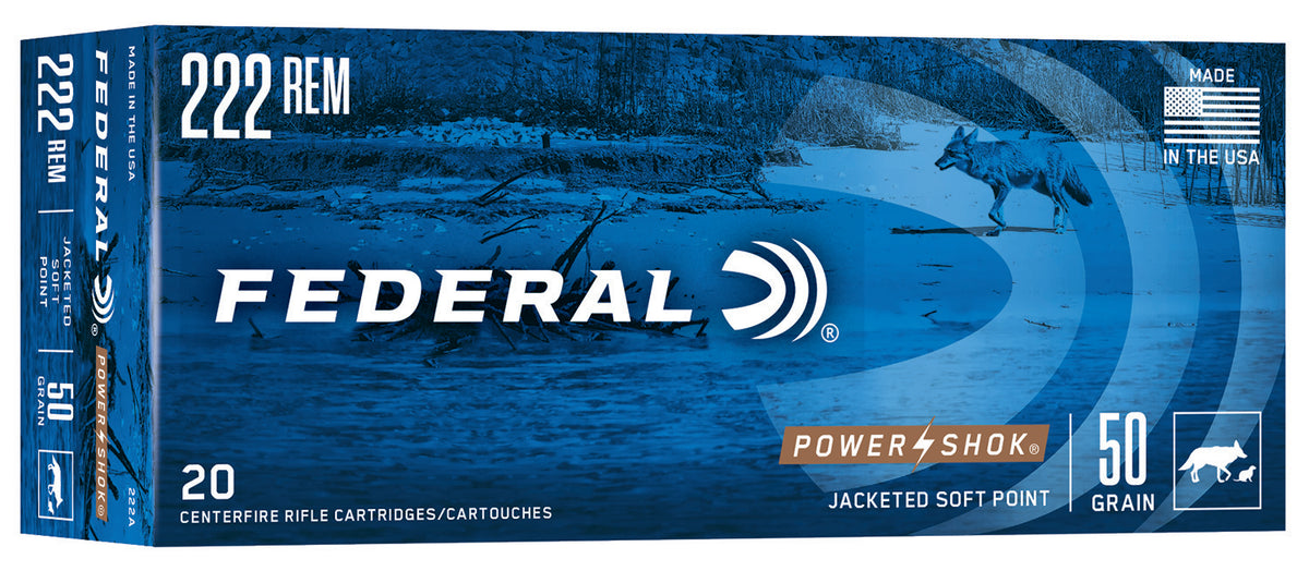 Federal PowerShok .222 Remington 50 grain Jacketed Soft Point ammunition