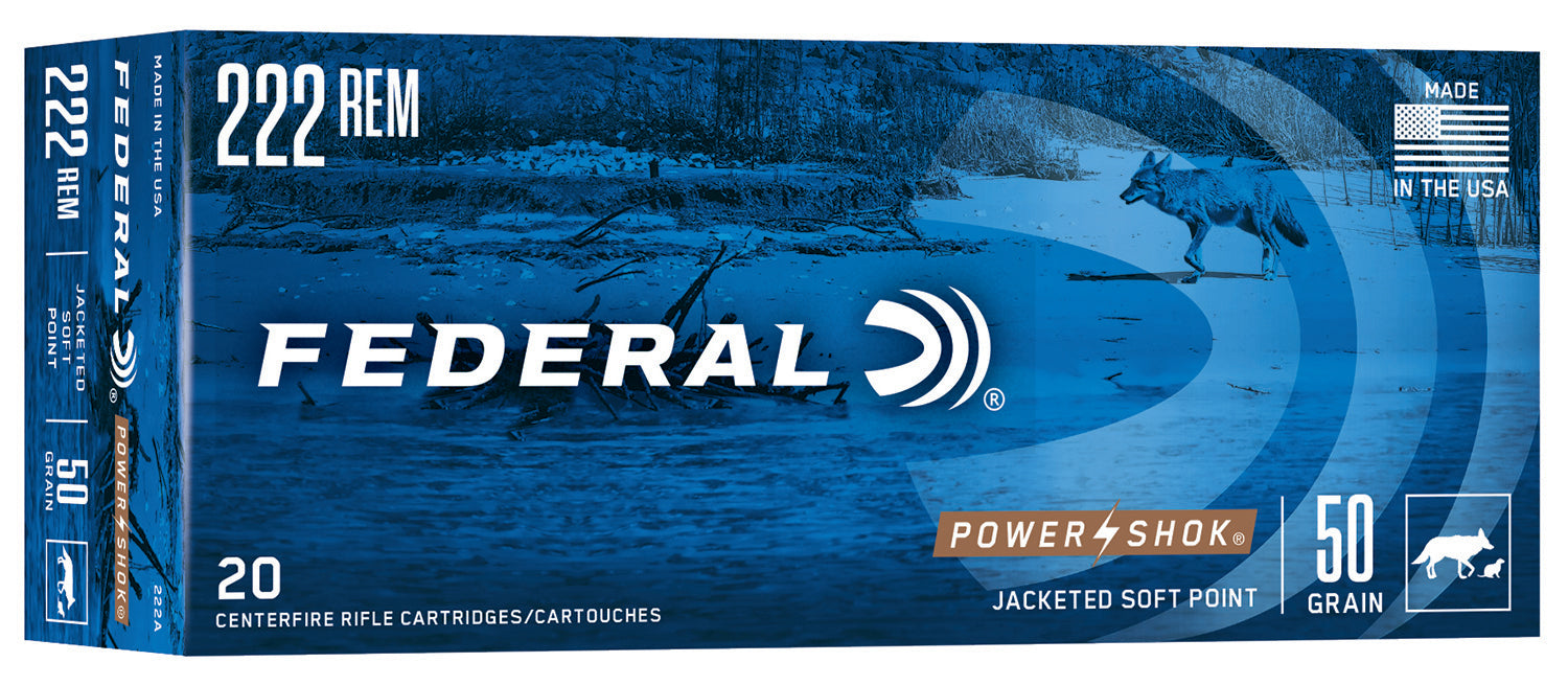 Federal PowerShok .222 Remington 50 grain Jacketed Soft Point ammunition