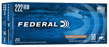 Federal PowerShok .222 Remington 50 grain Jacketed Soft Point ammunition